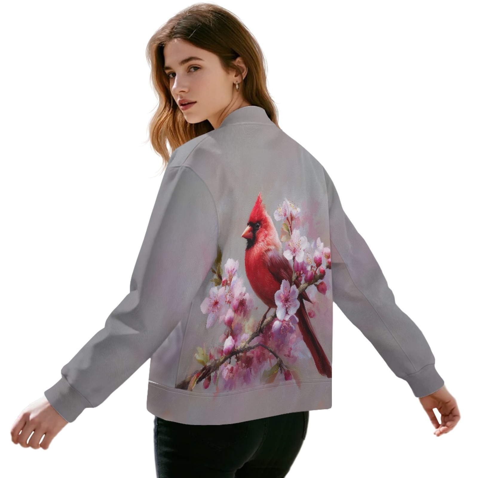 COEQINE Bomber Jacket for Women Zip Up Stand Collar Bomber Outfits 