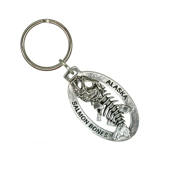 Alaska Skeleton Fish Keychain, Fishing, A624KC, Key Fob, Key Ring, Keys, Zipper Pull, Luggage Tag, Pewter, Backpack, Over 300 Keychains Designs, Handmade in the USA