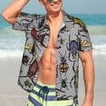thumbnail image 5 of Lsque Bright Insects pattern Hawaiian Shirt for Men, Unisex Summer Beach Casual Short Sleeve Button Down Shirts-Medium, 5 of 9