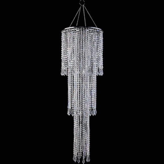 Modern 3-Tier Acrylic Beaded Chandelier Shade - 10.3" x 30" Long Hanging Pendant Light Fixture for Wedding, Party, and Home Decor - Crystal Look (Shade Only, Bulb Not Included)