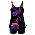 thumbnail image 7 of Tqyyweavej Womens Floral Tankini Swimsuits Sleeveless Loose Scoop Neck Tank Top and High Waist Black Tummy Control Swim Board Shorts, 7 of 7