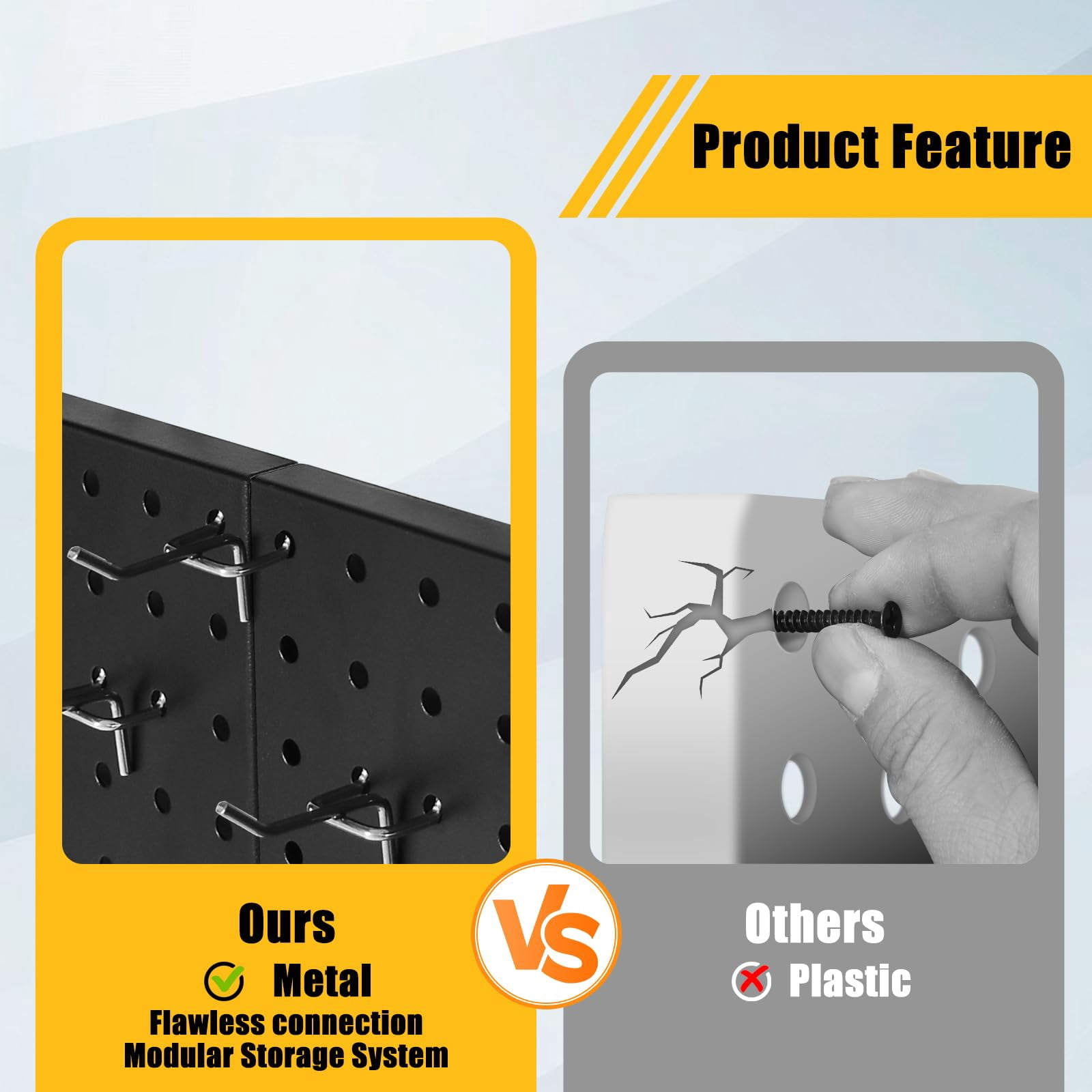 10 Pcs Metal Pegboard Panels, Heavy Duty Peg Boards for Garage and Garden Tool Storage, Includes Drywall Anchors and Screws Kits, Black (10 pcs 16in x 12in)