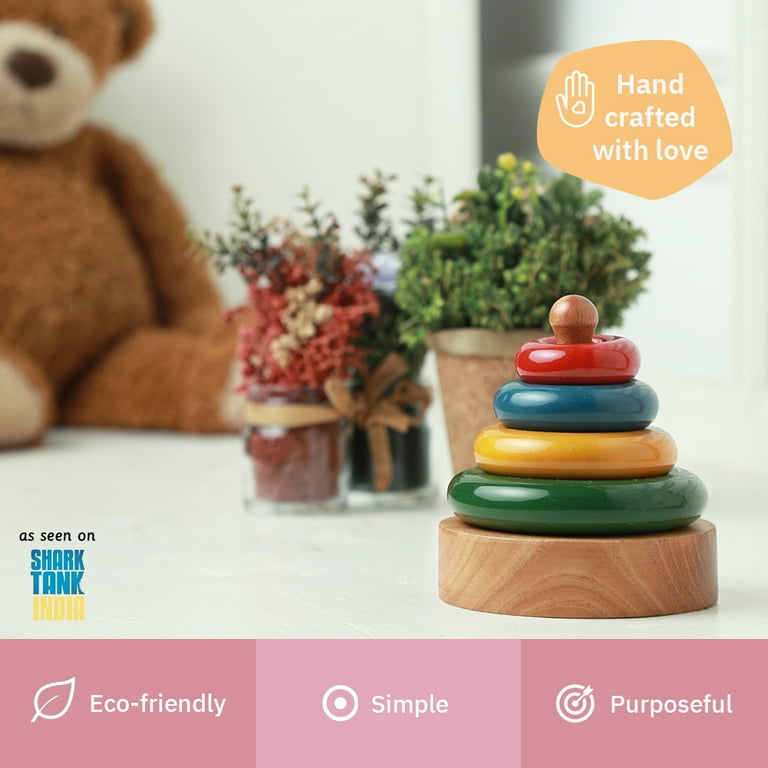 ARIRO Toys Baby Stacking Rings Stackable Toys for Toddlers 1 3 The Organic Toys Toddler Crafted from Wood Delightful Stacking Rings Baby Toy