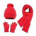 thumbnail image 1 of GDREDA Winter Knitted Three Piece Set Fashionable Wool Blend Scarf Hat and Gloves Accessories for Cold Weather Red,One Size, 1 of 3