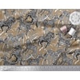 thumbnail image 3 of Soimoi Brown Silk Fabric Leaves & Wild Animal Decor Fabric Printed BTY 42 Inch Wide, 3 of 3