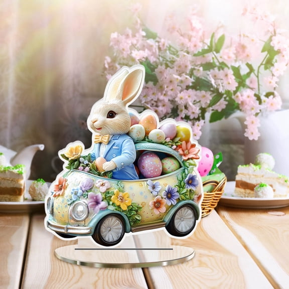 Easter Bunny Decoration under $5! Kadlawus Acrylic Easter Bunny Egg Ornament, Desktop Holiday Decoration, Hollow Out Easter Decor, Spring Table Centerpiece, Festive Bunny Figurine
