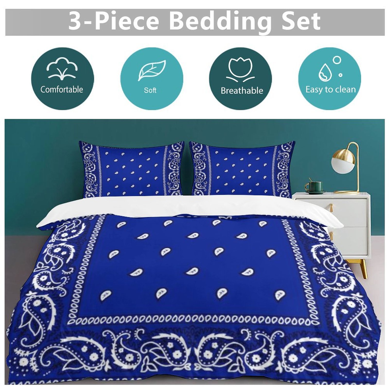 Bandana Pattern Bedding Set Duvet Cover Couple Bedclothes Pillowcase Customized Home Textiles Bed Set for Queen Size