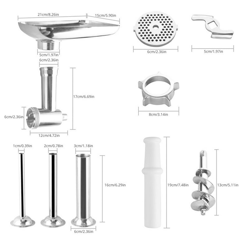 Upgraded Metal Food Meat Grinder Attachment for Kitchenaid Stand Mixer,  Attachments Including Sausage Stuffer & 4 Grinding Blades for Versatile  Cooking 