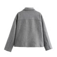thumbnail image 6 of WRKEKC Winter Coats for Women Notched Lapel Button Front Long Sleeve Wool Blend Mid Length Coat with Pockets, 6 of 8