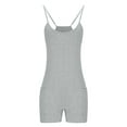 thumbnail image 4 of Tmtolofot One Piece Workout Jumpsuits For Women Solid Color Casual Holiday Bodysuit Backless Tummy Control Sleeveless Jumpsuits V Back Scrunch Yoga Romper , 1#Gray , X-Large, 4 of 8