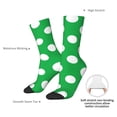 thumbnail image 4 of Hirioo Green And White Polka Dot Pattern Adult Middle Tube Socks Breathable Sock Non-Pilling,Contrasting Color Design, 4 of 6