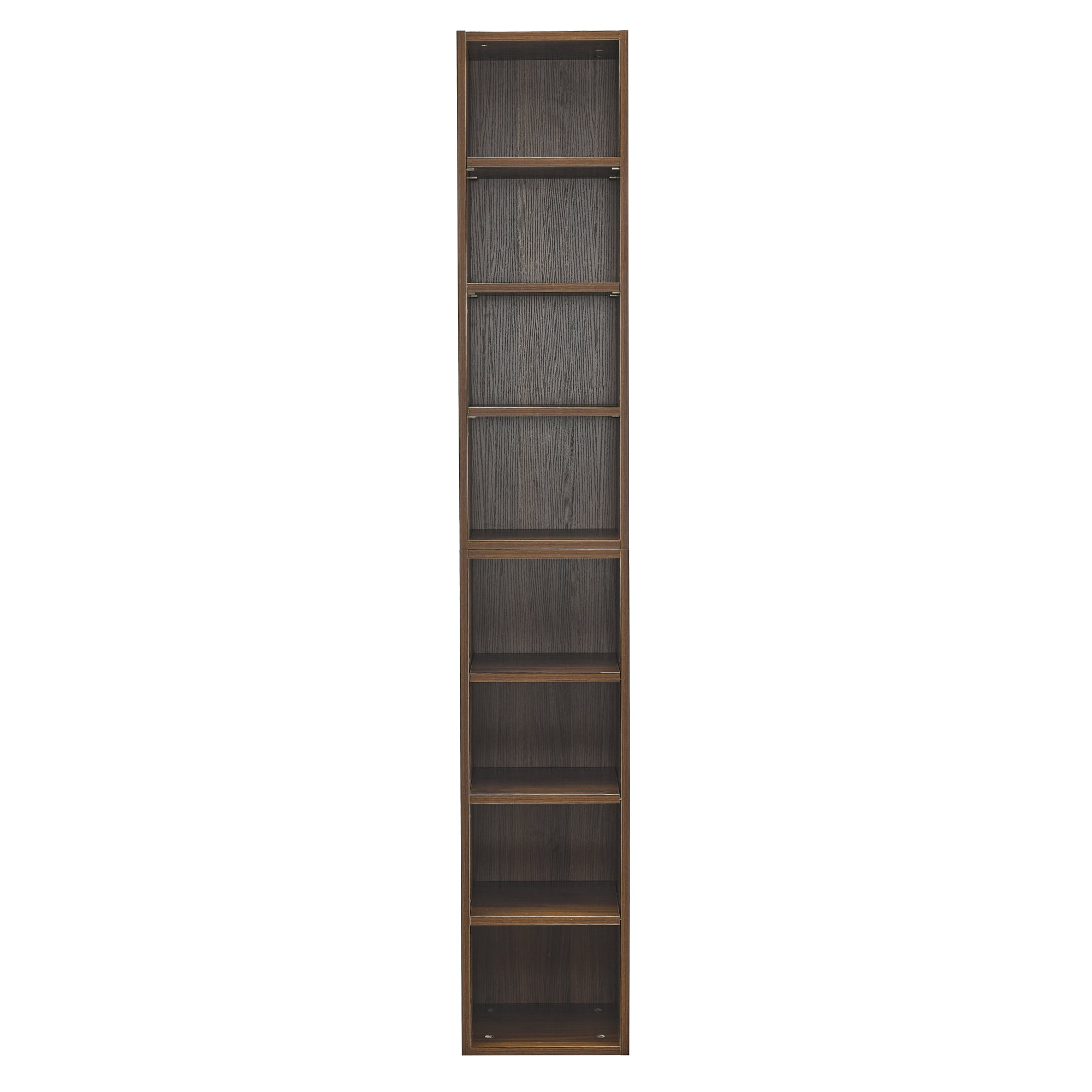 71''T Combined Book Shelf, Adjustable Narrow Storage Cabinet, Tower Display Rack for CD DVD Storage, Corner Wall Bookcase w/Adjustable Shelf, Brown