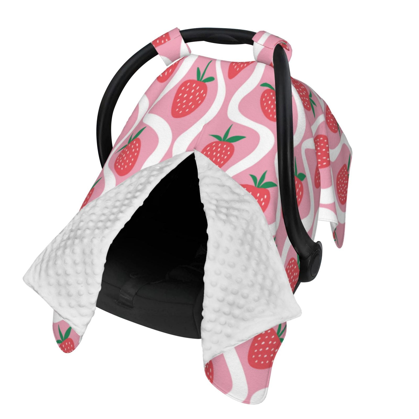 Naloa Strawberries Baby Car Seat Cover, Breathable Baby Carrier Cover, Multiuse Baby Carrier Cover & Nursing Breastfeeding Cover