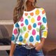 thumbnail image 5 of Tops de Cuello Redondo para las Mujeres Carnaval Impreso 3/4 Manga Blusa Casual Verano Suave, Blusas para las Mujeres Casual, 5 of 7