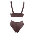 thumbnail image 4 of AWZXDE Two Piece Swimsuit for Women Solid Color V Neck with Knot Front Supportive Triangle Bottoms Set Beach Basic for Summer Vacation Coffee,L, 4 of 5