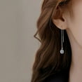 thumbnail image 2 of Solid 925 Sterling Silver CZ Droplet Chain Dangle Earrings for Women Teens Tassel Dangle Earrings Threader, 2 of 6