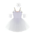 thumbnail image 4 of iiniim Kids Girls Lace Rhinestone Camisole Skirted Leotards Swan Dance Ballet Tutu Dress Performance Costumes, 4 of 7