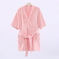 thumbnail image 4 of Fengactive Women's Short Sleeve Plush Robe - Cozy Warm Short Bathrobe Soft Nightgown Sleepwear with Pockets, 4 of 6