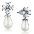 thumbnail image 1 of Alamode 3W672 Boucles d'Oreilles Femme en Laiton Rhodié Synthétique en Blanc, 1 of 1