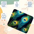 thumbnail image 3 of Alfombrilla de ratón verde pluma de pavo real, antideslizante, para escritorio de oficina, papel secante de tela Jiaji, para portátil, impermeable, para oficina y hogar., 3 of 7