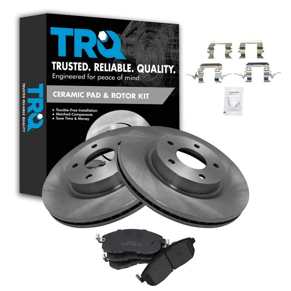 TRQ Front Brake Pad & Rotor Kit Brake Pads Brake Rotor Ceramic Fits Select 2007-2013 Nissan Altima