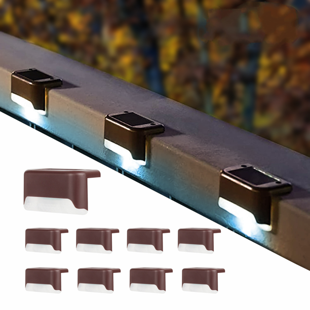 Luces solares para exteriores, paquete de 16 luces solares para escalones, luces solares LED impermeables para escaleras al aire libre, escalones, vallas, cubiertas, patios, calzadas (luz blanca) Kuyhfg Bienvenido a Kuyhfg