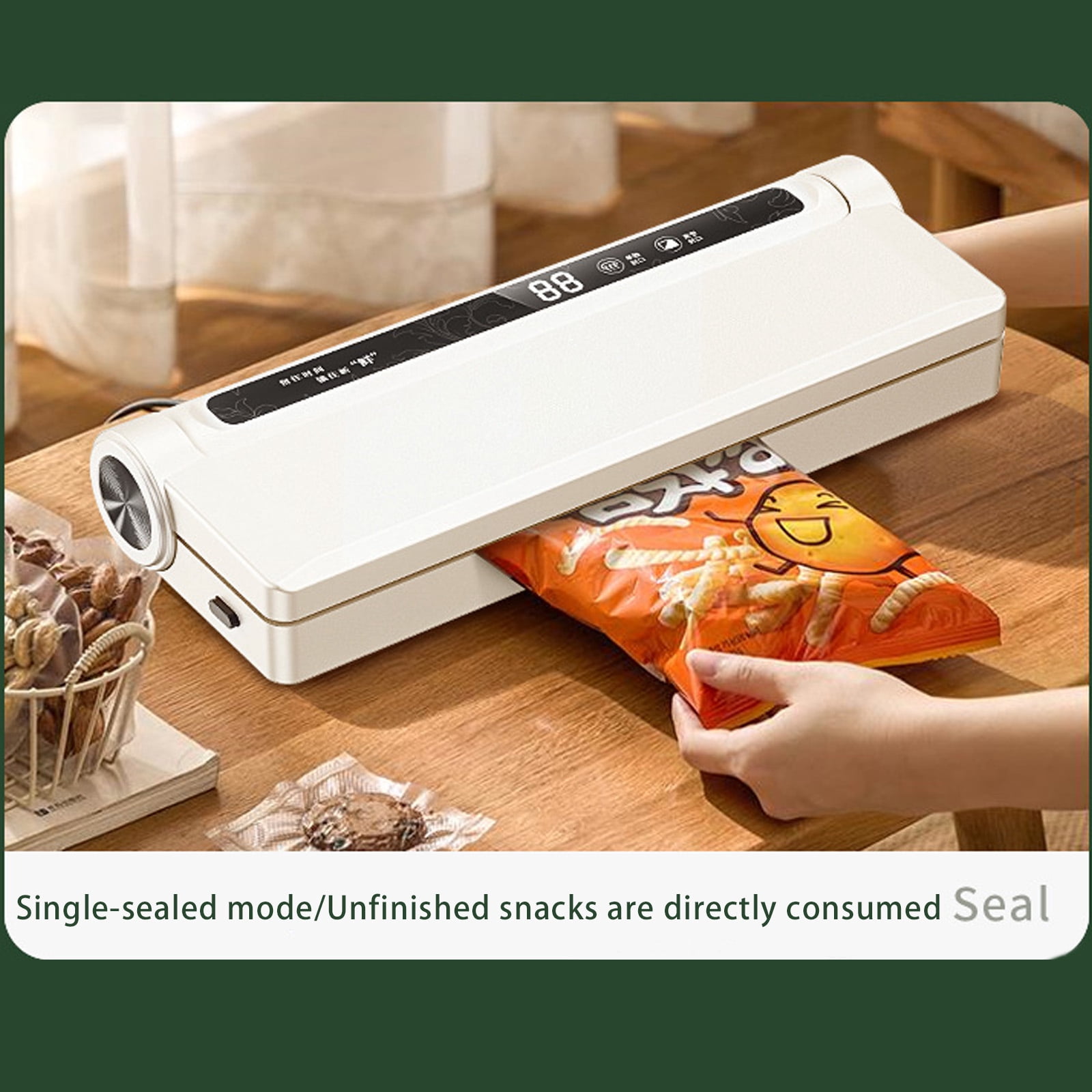 75Kpa Strong Suction Food Vacuum Sealer Machine With 20 Vacuum Seal Bags, Dry/Wet Modes & Digital Countdown Timer, Compact Lightweight For Home Kitchen, Extends Food Freshness 7X