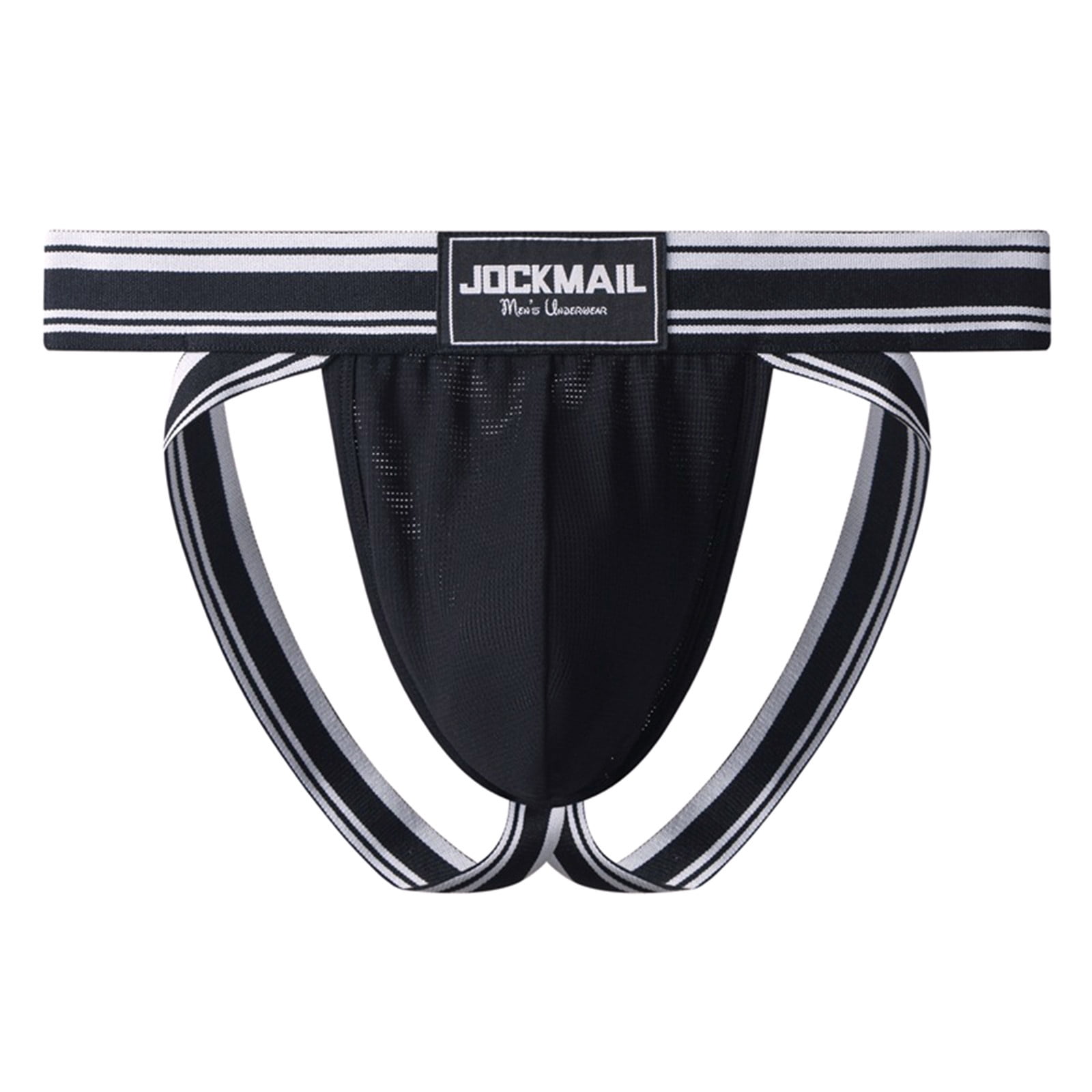 OVTICZA Men's Athletic Jock Strap Briefs Jockstrap Supporters Male  G-Strings Thongs Underwear Black 2XL