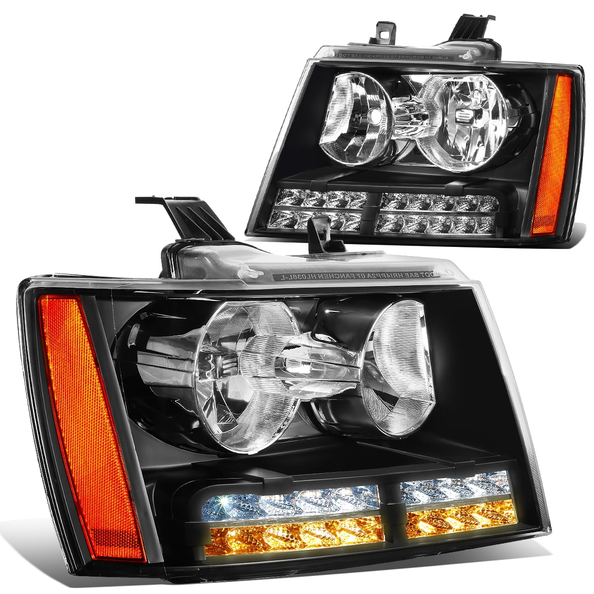 For 07-14 Tahoe Suburban LED DRL Sequential Signal Projector Headlight Lamp Set 