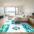 thumbnail image 3 of ODIKA 3'x5' Machine Washable Non-Slip Area Rug, Underwater Sea Creature Hopping Trail Numerical Education Discovery High Traffic Rug, Blue, 930655, 3 of 7
