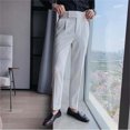 thumbnail image 4 of OSOLU Men Slim Fit Small Foot High Waist Business Solid Color Straight Leg Suit Pants Trousers Fashionable Classic Leisure Bottoms, 4 of 7
