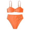thumbnail image 4 of Daznico Women's Bikini Set, Halter Bandeau Top with Metal Buckle High Waist Bottoms,M, 4 of 4
