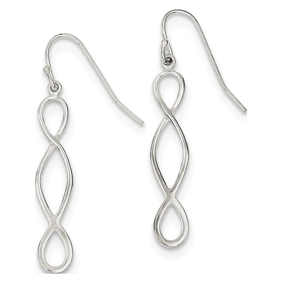 925 Sterling Silver Polished Twist Dangle (7x40mm) Earrings