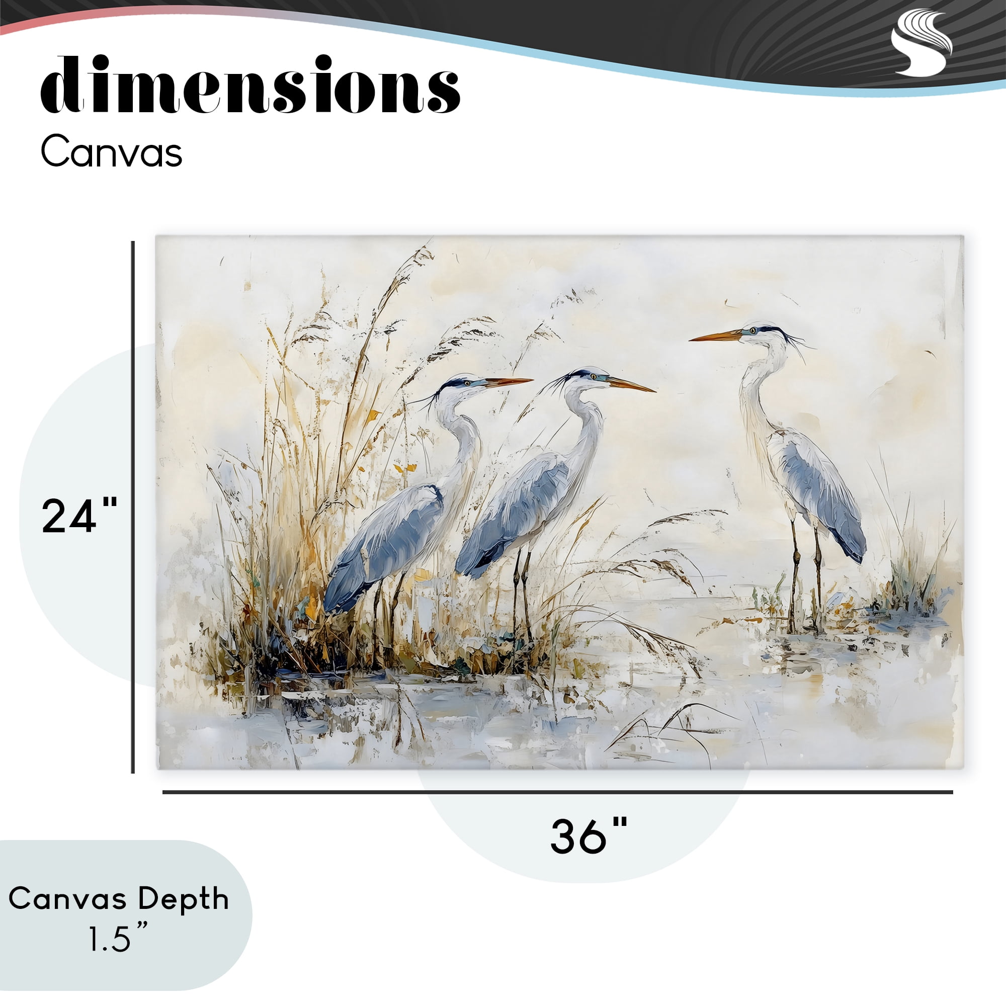 Stupell Industries Blue Heron Trio in Wetlands Canvas Wall Art, design by LSR Design Studio