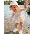 thumbnail image 6 of Cenuakty Baby Girl Summer Outfits Sleeveless Bow/Floral Print Skirt Romper with Hat Set Newborn Clothes, 6 of 9