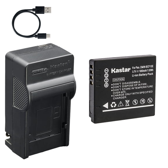 Kastar 1-Pack Battery and AC USB-C Charger, Compatible with Panasonic DMW-BCF10 CGA-S009 Lumix DMC-FS10 FS15 FS25 FS30 FS42 FX25 FX48 FX60 FX66 FX70 FX75 FX700 FT1 FT2 FT3 FT4 TS1 TS2 TS3 TS4 Camera