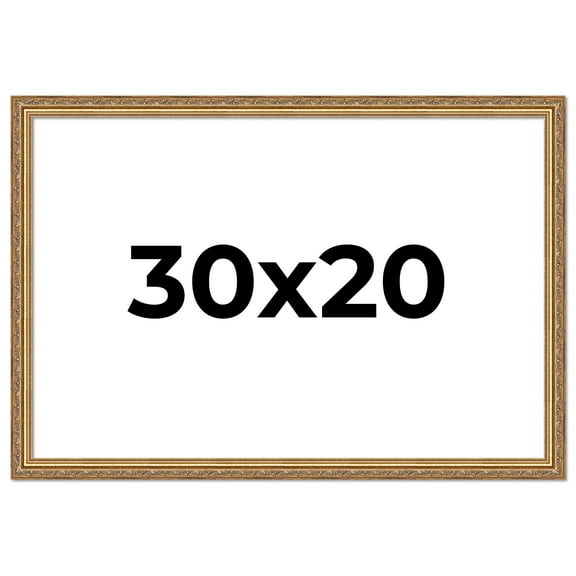 30x20 Frame Gold Solid Wood Picture Frame Width 1.25 Inches | Interior Frame Depth 0.375 Inches |