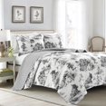 thumbnail image 1 of Edredón reversible de algodón French Country Toile blanco / carbón 3 piezas juego completo / tamaño queen Lush Decor 16T005442, 1 of 2