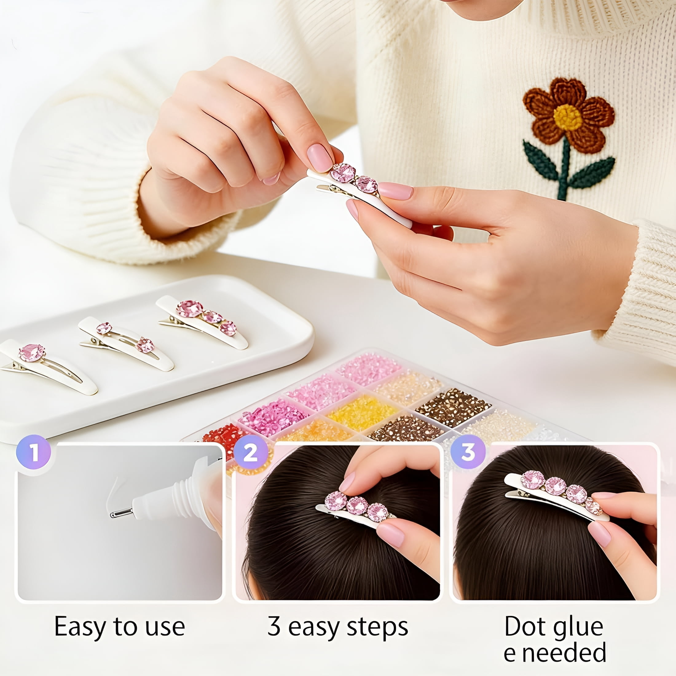 CCOCC 32000Pcs Colorful Diy Resin Rhinestone Kit,Bedazzler Kit with Rhinestones and Tools,Resin Jelly Rhinestones for Bedazzling Clothes,Shoes,Nails and Diy Diamond Art