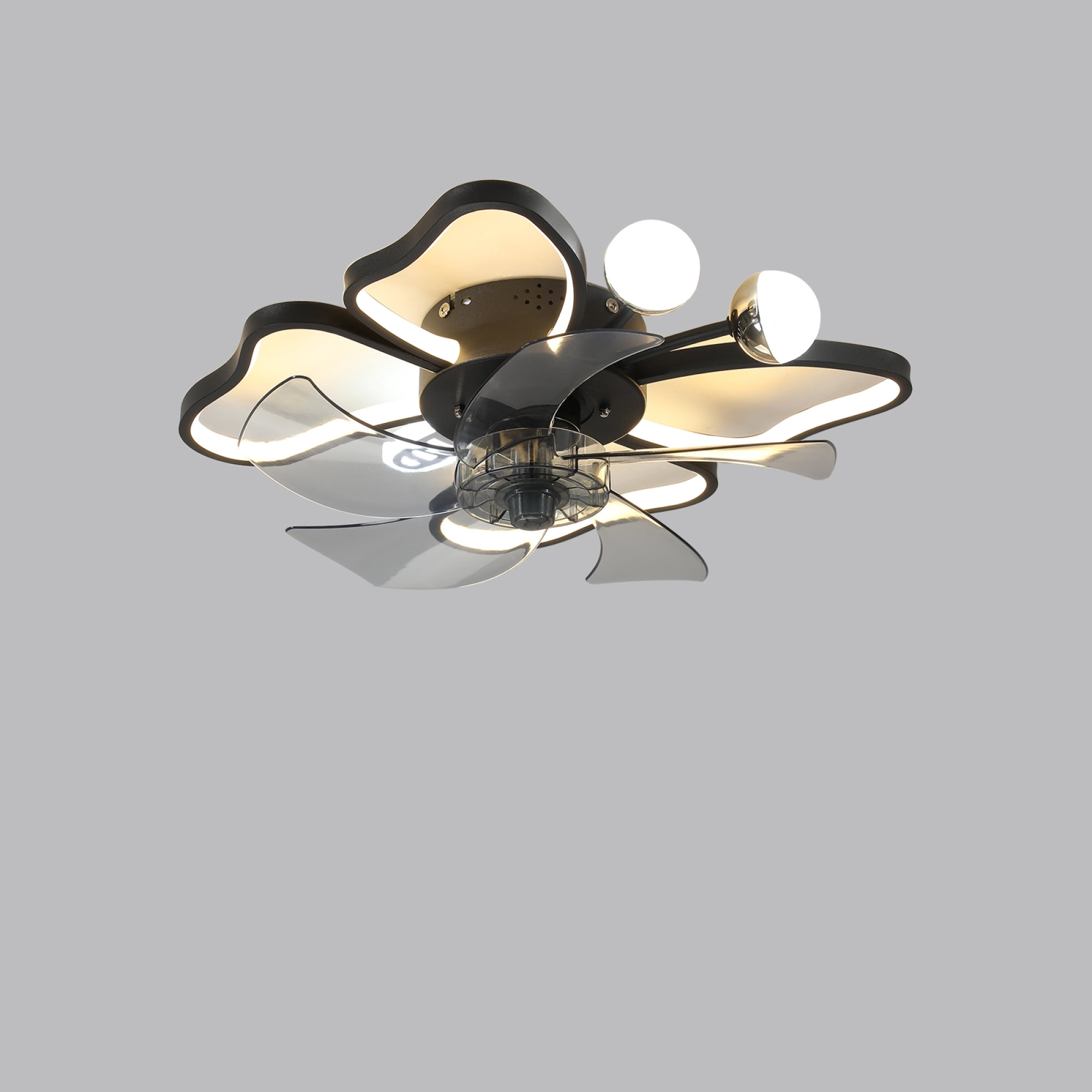 Leumius 19.7 Inch Ceiling Fan with Lights Remote Control with Modern Butterfly Design Styling, Quiet Fan for Bedroom Living Room Kids Room Black
