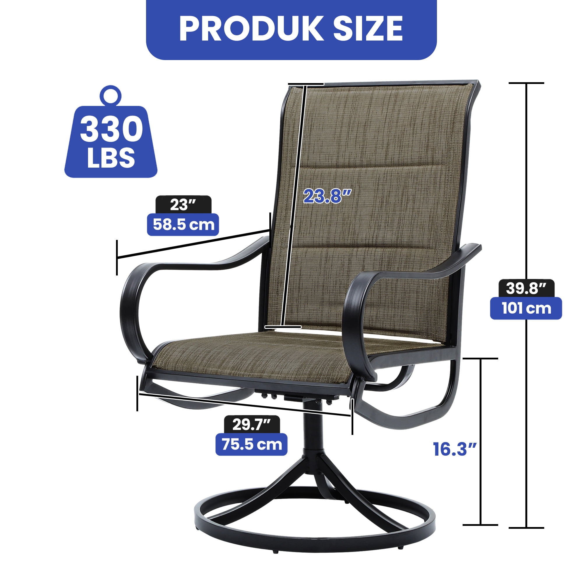 Uforic 360-degree Swivel Chairs, 2-pieces Outdoor Dining Chairs, Swivel Dining Chairs for Patio, Garden, Backyard, and Garden, with Breathable Teslin Fabric, All-Weather Construction, Brown