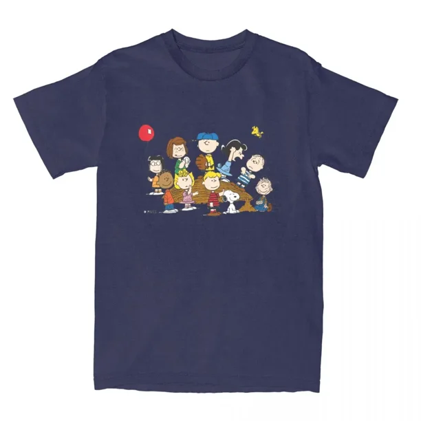 Camisetas con personajes de cómics de Peanuts para hombres y mujeres, divertidas camisetas con estampado de Snoopy, Charlie Brown y dibujos animados, 100 % algodón
