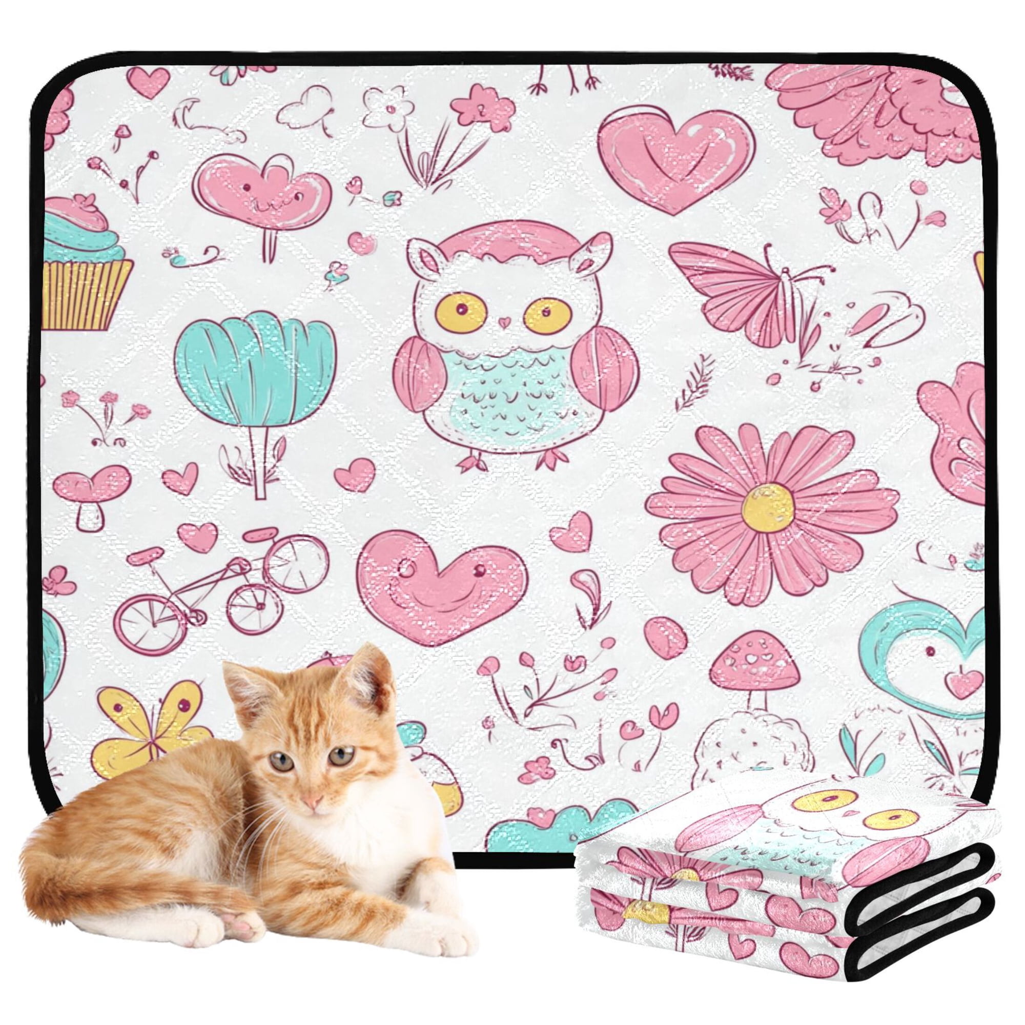 Washable Pet Pee Pads with Super Absorbent Reusable Training Pads for Dogs & Cats Pink Cute Cartoon Icon