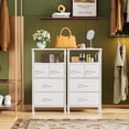 thumbnail image 6 of 4 Drawer Dresser with Led Light and Charging Station, White Night Stand with Storage Shelf and Fabric & PVC Drawer, 33 Inch Bedside Table, Tall Nightstand for Entryway, Bedroom Furniture,White, 6 of 18