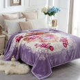 thumbnail image 3 of JML Raschel A&B Printed 2-ply Reversible Korean-style Plush Fleece Blanket Light Purple King, 3 of 5