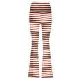 thumbnail image 6 of QATAINLAV Womens Fashion Stripe Flare Leggings Casual Milk Silk Soft Yoga Pants High Waisted Legging Pants Bell Bottom Sweatpants White XL, 6 of 8