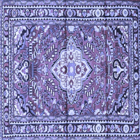 Ahgly Company Machine Washable Indoor Square Medallion Blue Traditional Area Rugs, 3' Square