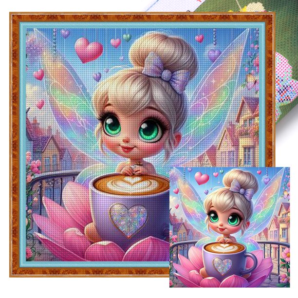 Kit Punto Cruz para Niña Bordado Con Hilo Algodón Ecológico 11CT Arte 45x45cm