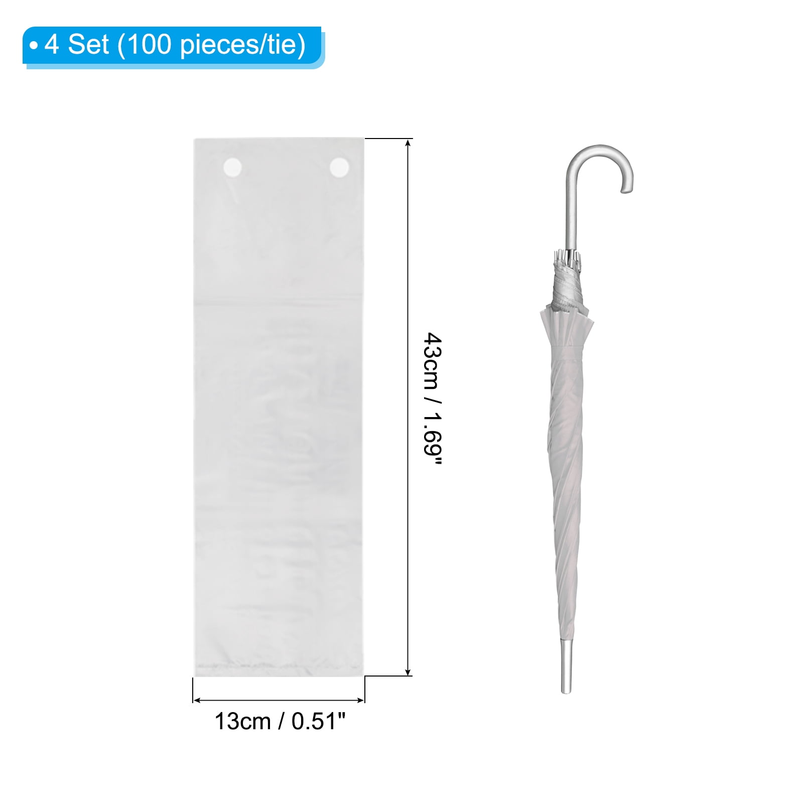 Uxcell 17x5" Wet Umbrella Bags Clear Disposable Rain Bags Umbrella Sleeve Big Covers 400 Pcs