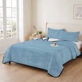 thumbnail image 2 of Quilts Twin Size Bedding Set, Vintage Gray Blue Lightweight Quilted Comforter, Modern Farmhouse Textured Rustic Soft Reversible Bedspread Coverlet with Pillow Covers for All Season, 68" x 86", 2 of 9